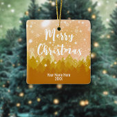 2-zijdig Eigen Golden Snow Forest Merry Kerstmis Keramisch Ornament