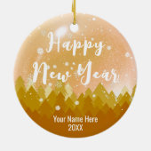 2-zijdig Eigen goudsneeuw en bosrijke kerst Keramisch Ornament (Achterkant)