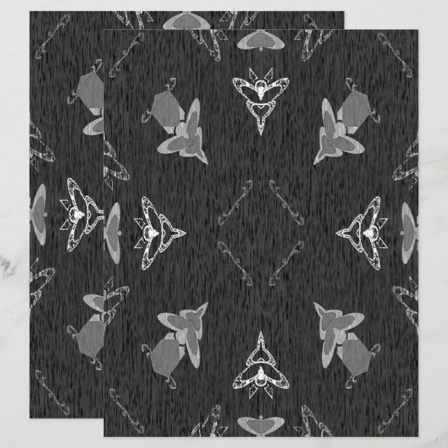 2-zijdig Flying High in B&W Scrapbook Papier (Voorkant / Achterkant)