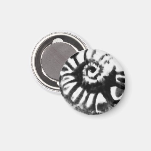 2-zijdig fossiel nautiloïd ontwerp in zwarte knop magneet (Voorkant / Achterkant)