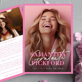 2-zijdig Foto Pink College Afstudeerfeest Kaart