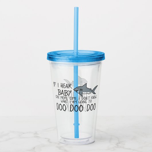 2-zijdig Funny Baby Shark met papa Shark Acryl Drinkbeker (Voorkant)