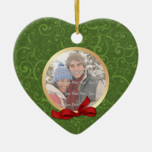 2-zijdig - Green Swirl Holiday Photo Ornament