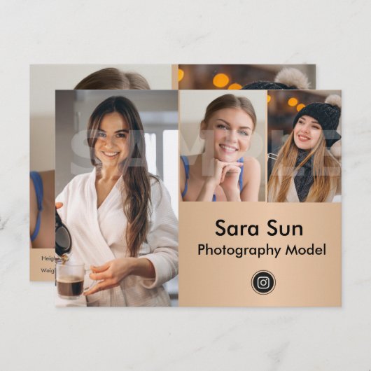 2-zijdig headshot Actor & model Comp Briefkaart (Voorkant / Achterkant)