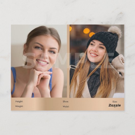 2-zijdig headshot Actor & model Comp Briefkaart (Achterkant)