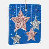 2-zijdig, helder kerstcitaat met hangende sterren  keramisch ornament (Rechts)