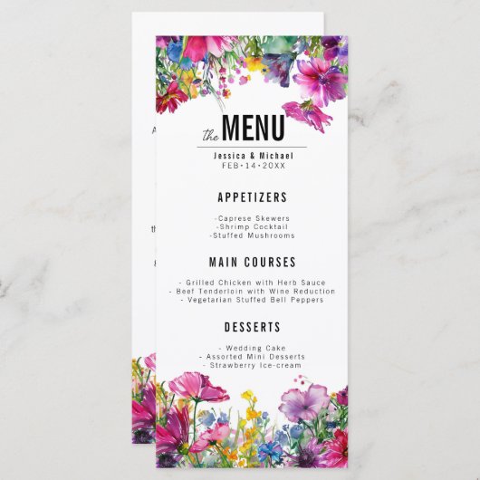 2 zijdig huwelijksmenu Meadow Bloom collectie Menu (Voorkant / Achterkant)