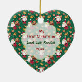 2-zijdig - Ist Christmas Santa Baby Foto Keramisch Ornament (Achterkant)