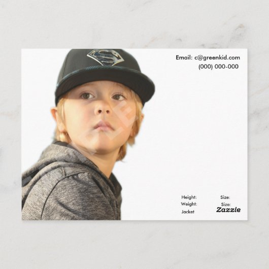 2-zijdig Kinder Actor-Model Sjabloon van het Hoofd Briefkaart (Achterkant)