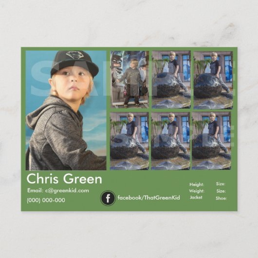 2-zijdig koplopkaart, groen voor actor-model briefkaart (Voorkant)