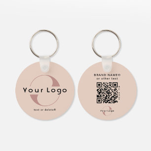 2-zijdig logo & QR-code op Blush Company Business Sleutelhanger