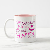 2-zijdig Meer Happy/Smile-roze Tweekleurige Koffiemok (Links)