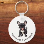 2 zijdig met aangepaste tekst, franse puppy sleutelhanger (Achterkant)