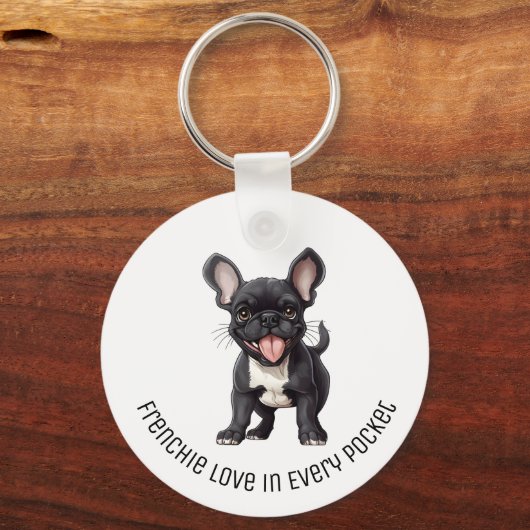 2 zijdig met aangepaste tekst, franse puppy sleutelhanger (Achterkant)