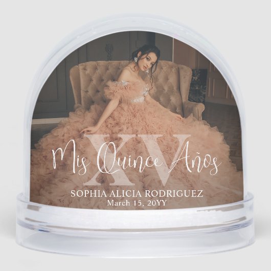 2-zijdig Mis XV Años Quinceañera Foto Keepsake Sneeuwbol (Voorkant)