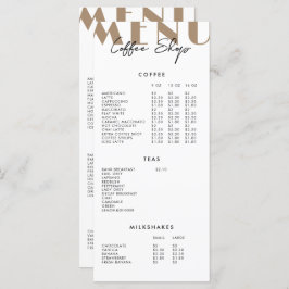 2-zijdig modern minimalistisch koffie shop menu