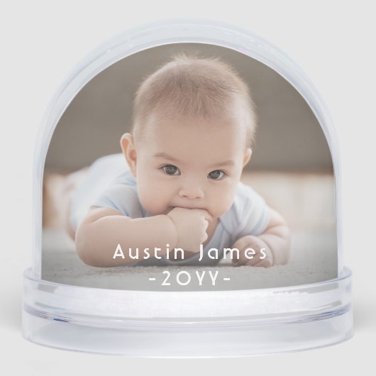 2-zijdig moderne foto en witte tekst overlay Keeps Sneeuwbol (Voorkant)