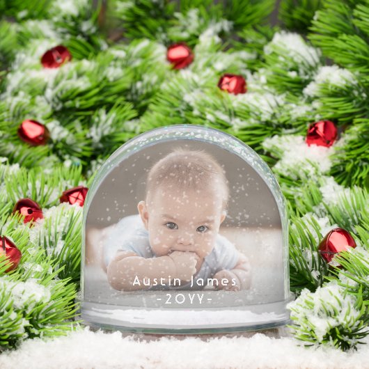 2-zijdig moderne foto en witte tekst overlay Keeps Sneeuwbol (Kerstmis)