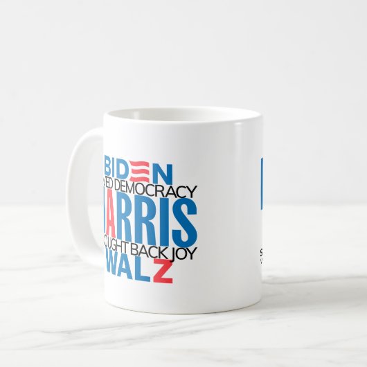 2-zijdig redde democratie / bracht blije mok terug (Voorkant links)