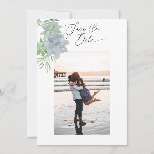 2-zijdig Save the Date Photo Card - Succulenten (Voorkant)