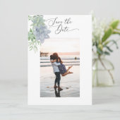 2-zijdig Save the Date Photo Card - Succulenten (Staand voorkant)