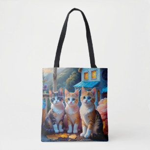 2-zijdige 7 Schattige Door kunstenaar ontworpen Ki Tote Bag
