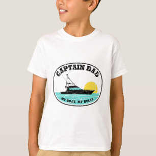 (2-zijdige afdruk) Kapitein Papa Mijn Boot Mijn Re T-shirt