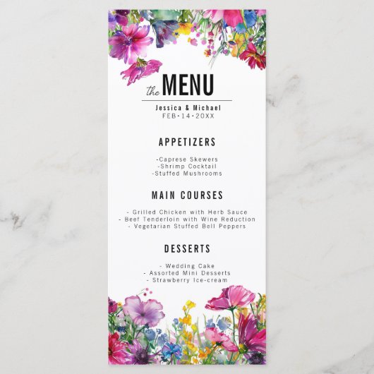 2-zijdige bruiloft MENU & DRINKEN Meadow Bloom (Voorkant)