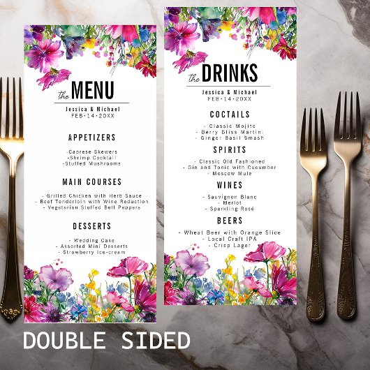 2-zijdige bruiloft MENU & DRINKEN Meadow Bloom