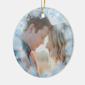 2-zijdige eerste kerst getrouwde foto keramisch ornament (Links)