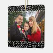  2-zijdige Elegant Scrolls 2 Foto Keramisch Ornament (Links)