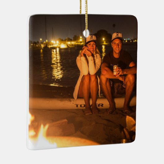 2-zijdige Elegant Scrolls 2 Foto Keramisch Ornament (Rechts)