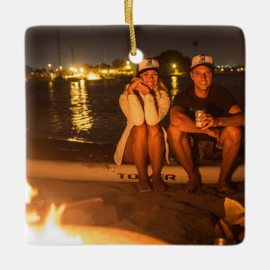 2-zijdige Elegant Scrolls 2 Foto Keramisch Ornament (Voorkant)