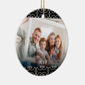 2-zijdige Elegant Scrolls 2 Foto Keramisch Ornament (Rechts)