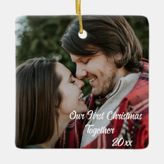  2-zijdige Elegant Scrolls 2 Foto Keramisch Ornament (Voorkant)