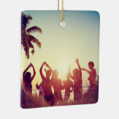  2-zijdige Elegant Scrolls 2 Foto Keramisch Ornament (Rechts)