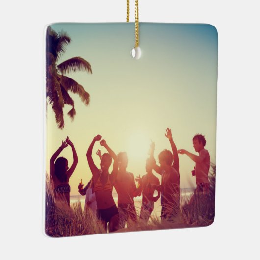  2-zijdige Elegant Scrolls 2 Foto Keramisch Ornament (Rechts)