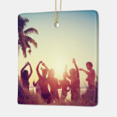  2-zijdige Elegant Scrolls 2 Foto Keramisch Ornament (Links)