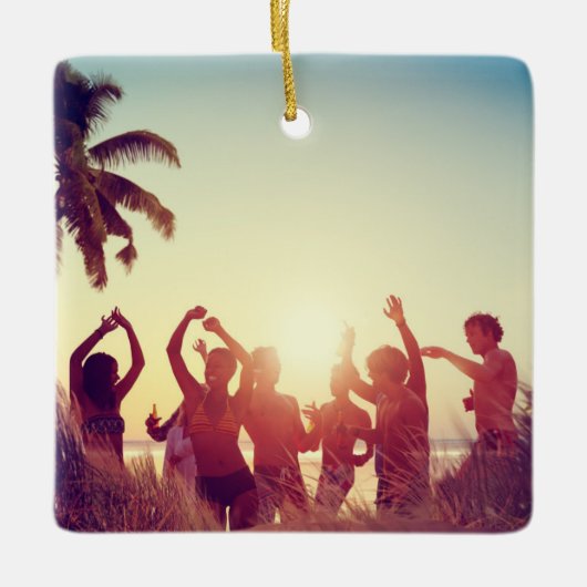  2-zijdige Elegant Scrolls 2 Foto Keramisch Ornament (Voorkant)