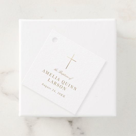 2 zijdige elegante gouden kruis doop doopsel bedankjes labels (In situ)