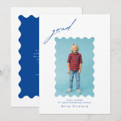 2-zijdige foto 2025 Elementary Afstuderen Wavy Bor Aankondiging (Voorkant / Achterkant)