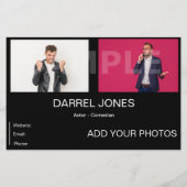 2-zijdige foto comp Zed kaart acteur  (Achterkant)