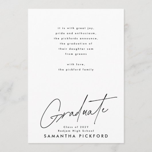 2-zijdige foto Senior High School 2024 Afstuderen Aankondiging (Achterkant)