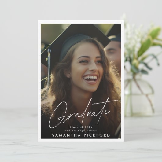 2-zijdige foto Senior High School 2024 Afstuderen Aankondiging (Staand voorkant)