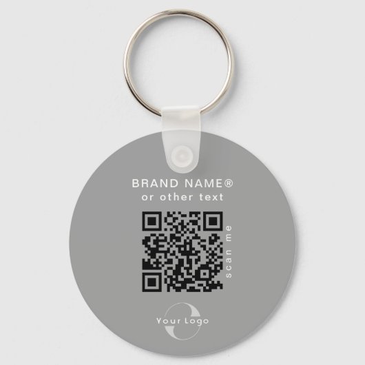 2-zijdige Logo- en QR-code op grijs bedrijfskapita Sleutelhanger (Achterkant)