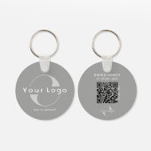 2-zijdige Logo- en QR-code op grijs bedrijfskapita Sleutelhanger