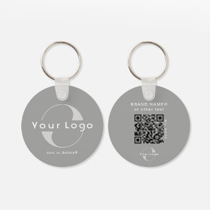 2-zijdige Logo- en QR-code op grijs bedrijfskapita Sleutelhanger