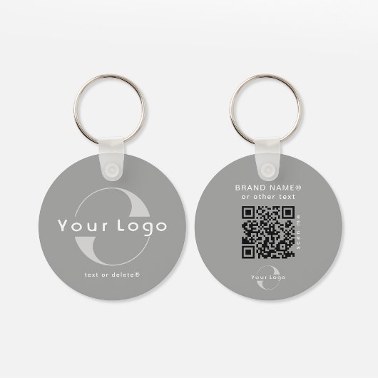2-zijdige Logo- en QR-code op grijs bedrijfskapita Sleutelhanger