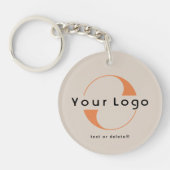 2-zijdige Logo- en QR-code op Tan Company Business Sleutelhanger (Voorkant)