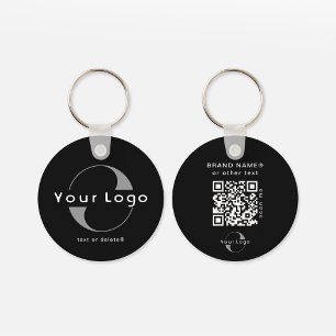 2-zijdige Logo- en QR-code op zwart bedrijf K Sleutelhanger